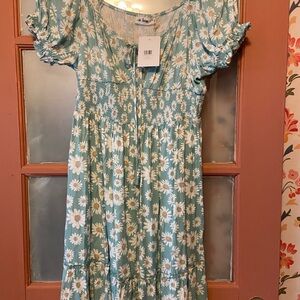 Floral Blue Dress- New with tags